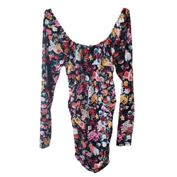 🌸Wild Fable Floral Long Sleeve Velvet Ruched Dress - XS - Picture 2 of 3